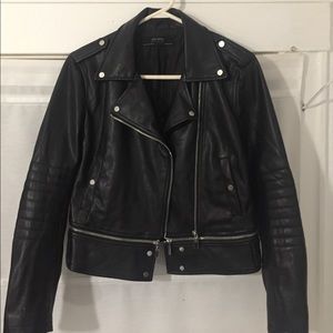 Zara Faux Black Pleather Moto Jacket - Medium